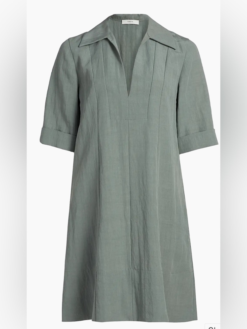 Vince
Short Sleeve A Line Short Dress
 Color: Clay Sage  👗 
SIZE: L
Size XL